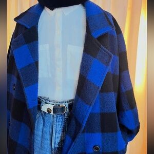 Pendleton Women's Black and Blue Buffalo Check Coat